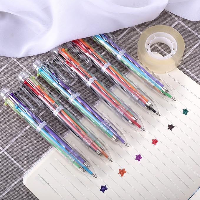 favide 12 Pack 0.5mm 6-in-1 Multicolor Ballpoint Pen,6-Color Retractable Ballpoint Pens for Office School Supplies Students Children Gift,Kids Party Favors
