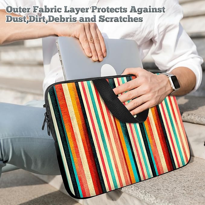 Laptop Sleeve Case Bag 13 inch, Colorful Vertical Stripes Slim Carrying Case Durable Handbag Travel Laptop Bag for 13 inch MacBook Air M3/M2/Pro M2/ 13" iPad Pro/Air M4/M2 2024