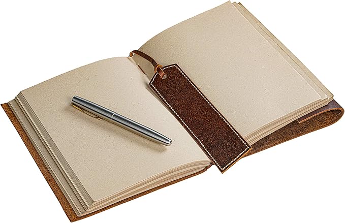 Leather Notebook - Rustic Handmade Vintage Leather Bound Journals for Men and Women - Leather Craft Unlined Paper 300 Pages, Leather Book Diary Pocket Notebook, Diary to Write in (7.5" x 10" Inch)