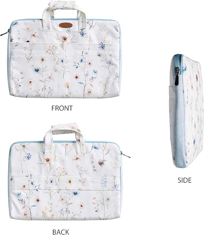 Maison d'Hermine Laptop Bag upto 13.5 inch Stain and water repellent Cotton canvas - Ice Florals