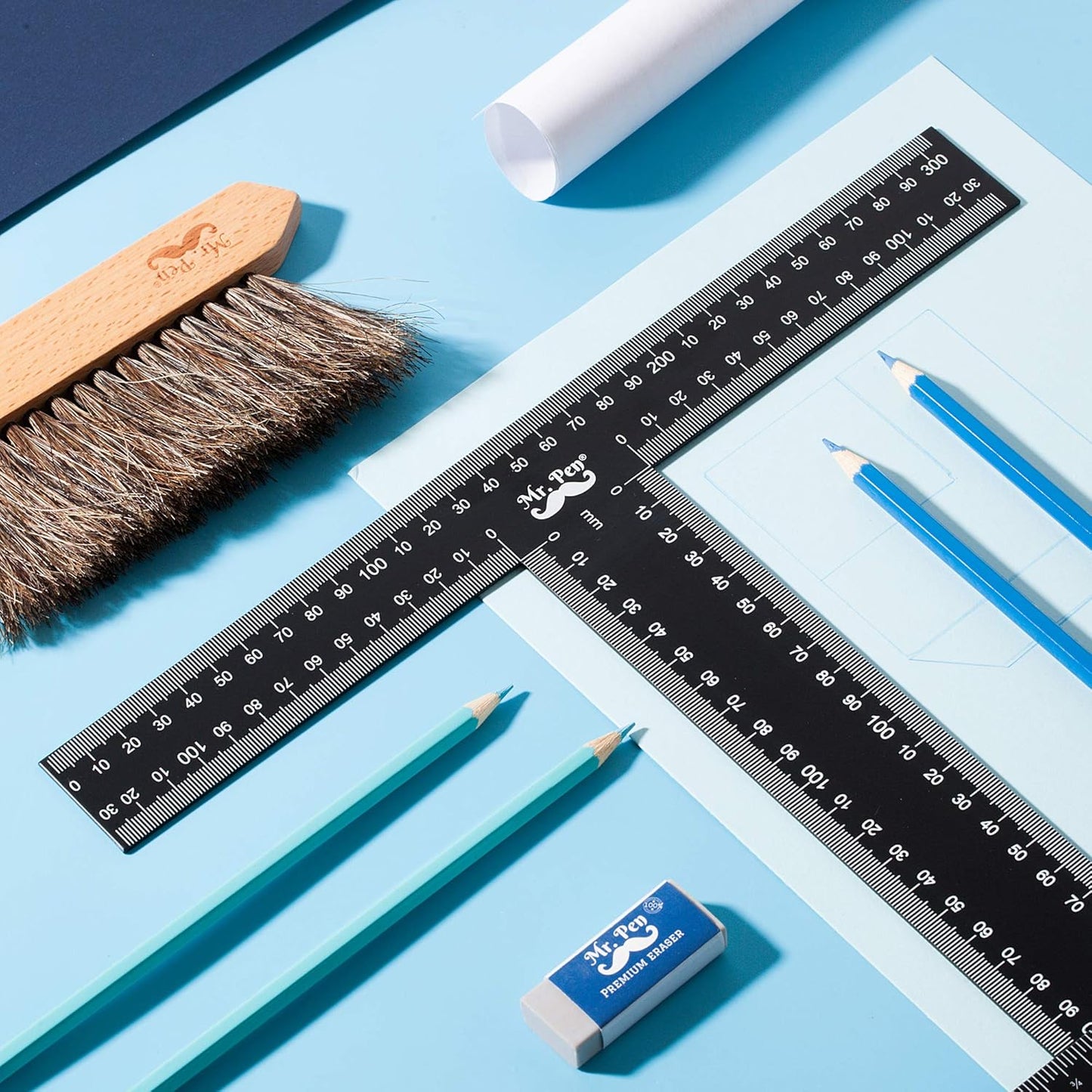 Mr. Pen - T Square, T Ruler, 45 cm, Metal, T Square Ruler, Drafting Tools, Tsquare, Truler, Architectural Triangle
