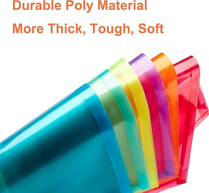 Plastic Legal Size Expandable Envelopes with String Tie Closure, 1-1/4" Expansion, Side Load, Clear File Folders Poly Project Paper Documents Organizer for Office School Home 12 Pack