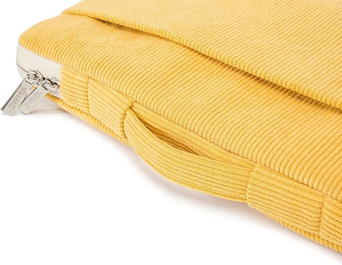 Kinmac Corduroy 360° Protective Water Resistant Laptop Case Bag Sleeve for MacBook Pro 16, and 15 inch-15.6 inch Laptop (Yellow)