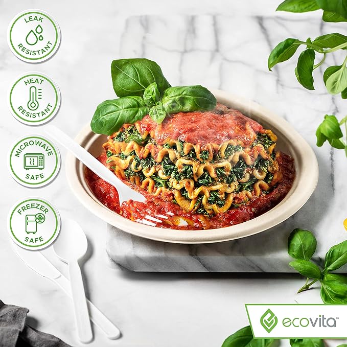 100% Compostable Paper Plates [9 in.] – 150 Disposable Plates Eco Friendly Sturdy Tree Free Liquid and Heat Resistant Alternative to Plastic or Paper Plates