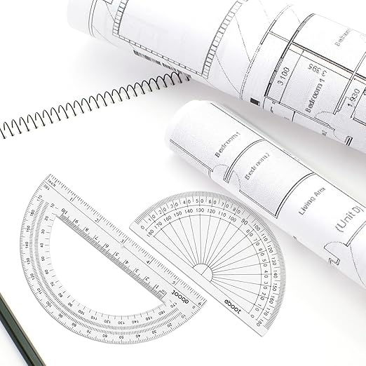 eBoot Plastic Protractor Protractor 180 Degrees, 4 Inch and 6 Inch, Clear, 2 Pieces