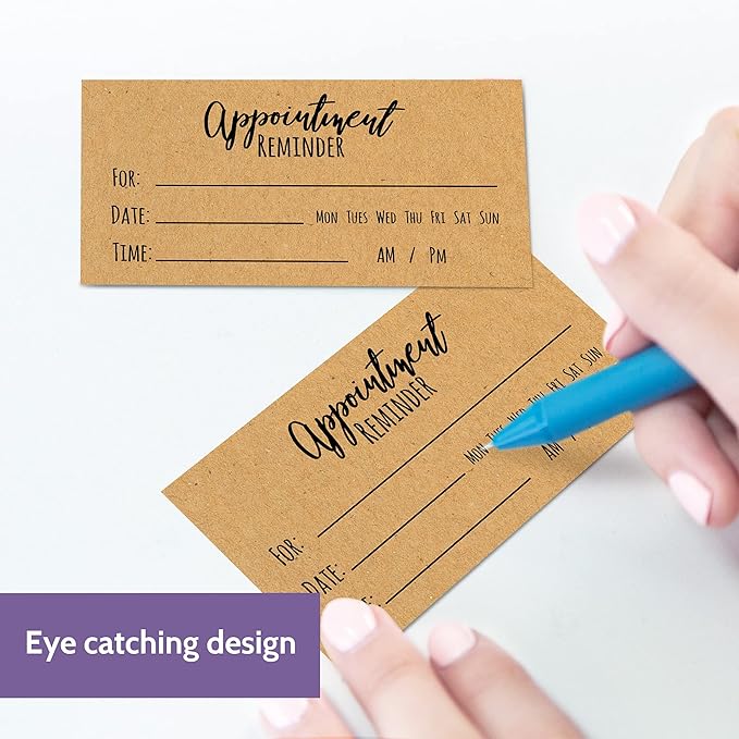 400 Appointment Reminder Cards - Kraft Style for Business, Hair Salon, Dental Office, Massage Therapist, Grooming, Hairdresser, Medical Doctors and More - Bulk Pack of Your Next Appointment Cards