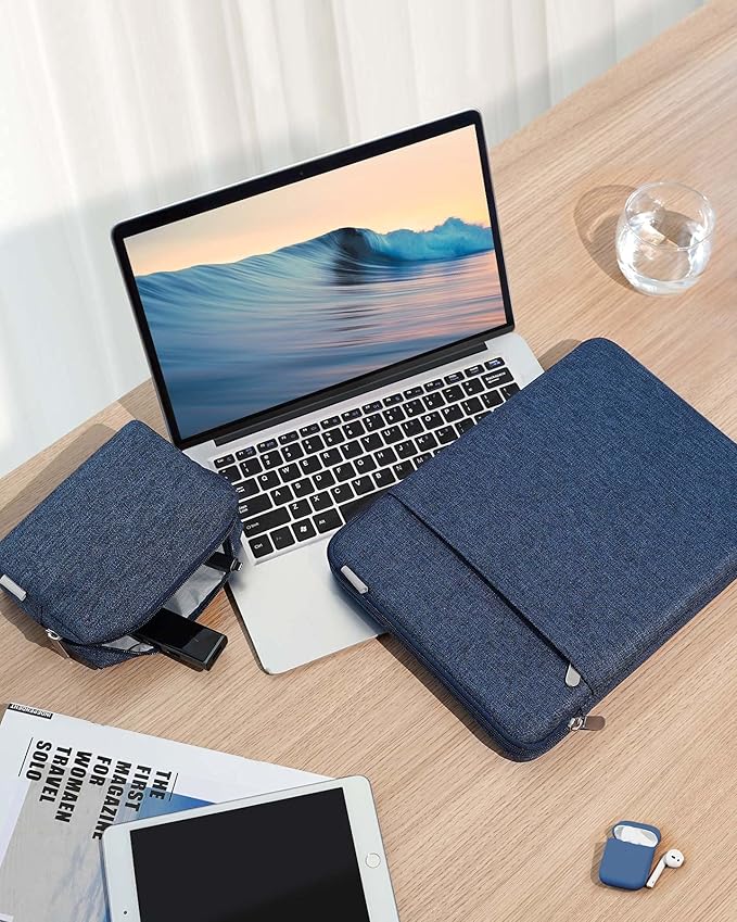 Inateck 360° Protection Laptop Bag with Accessory Bag, Compatible with 13-inch MacBook Air/Pro M3 M2 M1 2016-2024, Blue