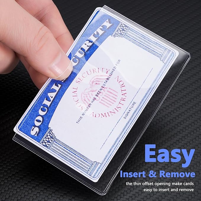 6 Pack Card Protector Social Security, Medicare, Credit & Driver's License Sleeve 3.8x2.32in