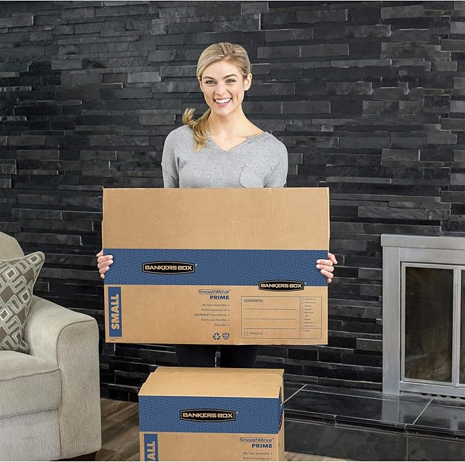 Bankers Box Small Prime Moving Box 15 Pack, Reinforced Handles, Tape-Free Assembly, Attached Lid, 16-in x 12-in x 12-in (0062711)