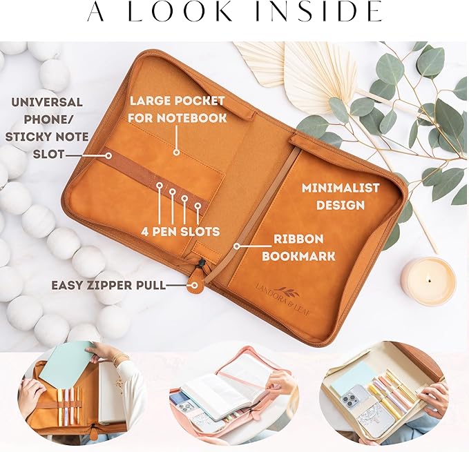 Bible Cover Case for Women - PU Leather Bible Covers for Women –Bible Case for Girls - Minimalist Design Debossed Bible Case, Large Bible Covers for Women – Bible Accessories (Brown)