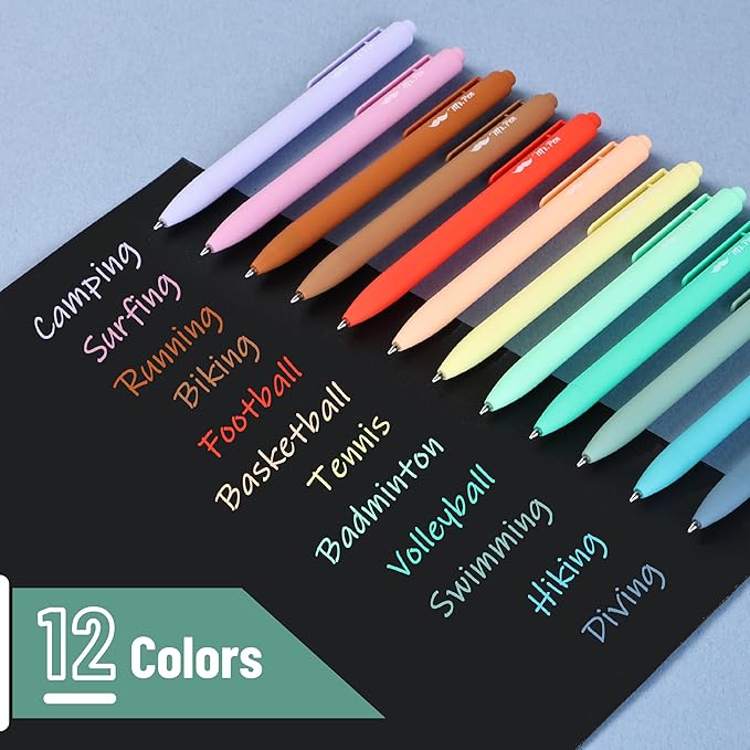 Mr. Pen- Retractable Gel Pen Pack, Assorted Colors, Fast Dry, Fine Point 0.7mm, Retractable, Cute Journaling Pens