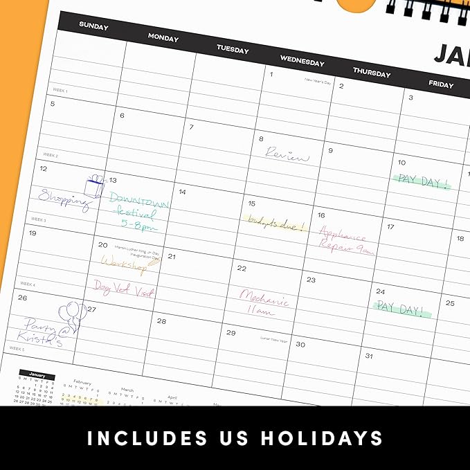 PAPERAGE Calendar 2025-12 Month, (Black), 3 Pack, Minimalist Wall and Desk Calendar with Monthly Views and Yearly Plans – Small (9 in x 11 in)