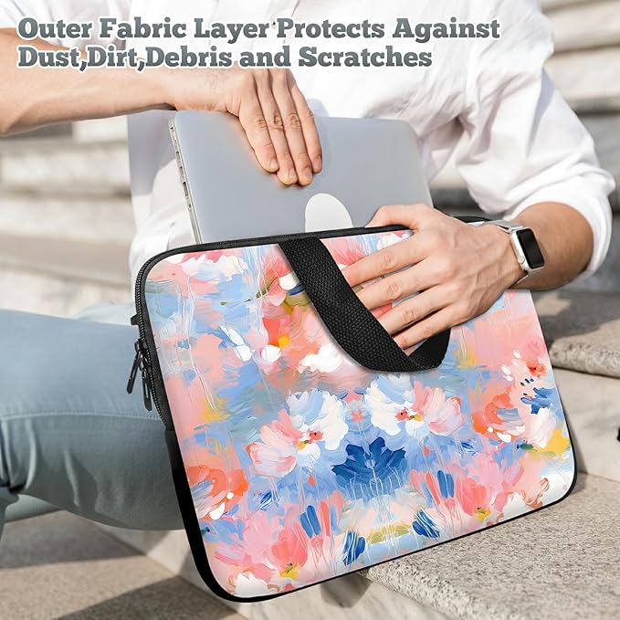 Universal Laptop Sleeve Tablet Case 12 inch, Watercolor Flowered Slim Carrying Case Durable Handbag Travel Laptop Bag for Surface Pro 9 8 7/Laptop Go 2 3, MacBook Air 11/12