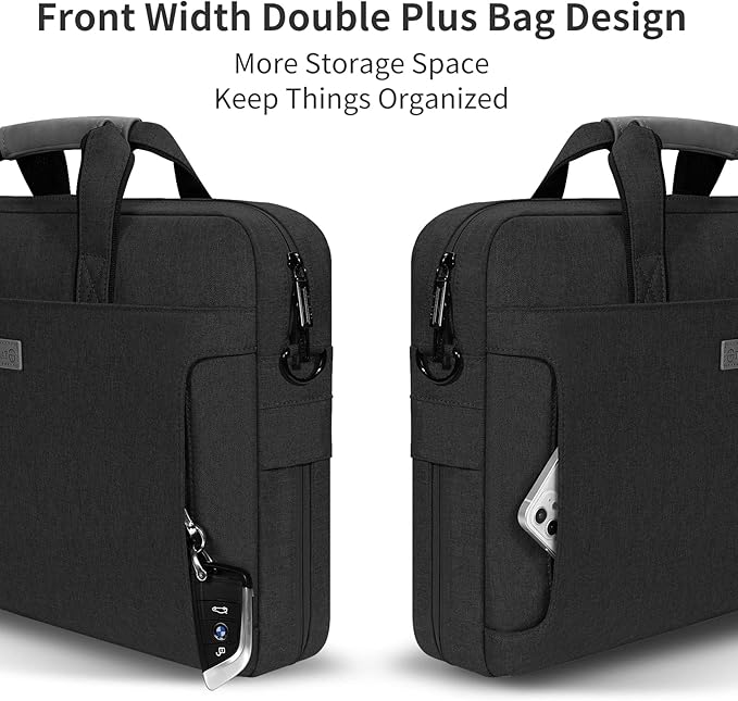 Laptop Shoulder Bag, 13-13.3-14-15-15.4-15.6-16-17.3-18 Inch Laptop/Tablet, Water-Repellent Fabric, Business for Men Women (15-16 inch, Black)