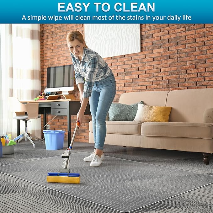 Chair Mat for Carpet, Office Chair Mat for Carpeted Floors, Computer Desk Chair Mat for Office Chair on Carpets, Clear Thick and Sturdy Carpet Floor Mats for Home Office (30" X 48" with Extended Lip)