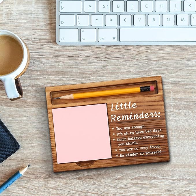 akeke Mental Health Gifts for Women, Little Reminders Office Sticky Note Holder, Positivity Recovery Self Care Encourage Gifts Desk Self-Stick Note Pad Holders GSH20