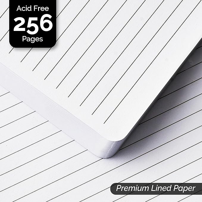 Nextnoid Hardcover Lined Journal Notebook - 120 GSM Thick Paper, Medium A5-256 Pages - Perfect For Writing, Journaling and Note-Taking (Black, Ruled)