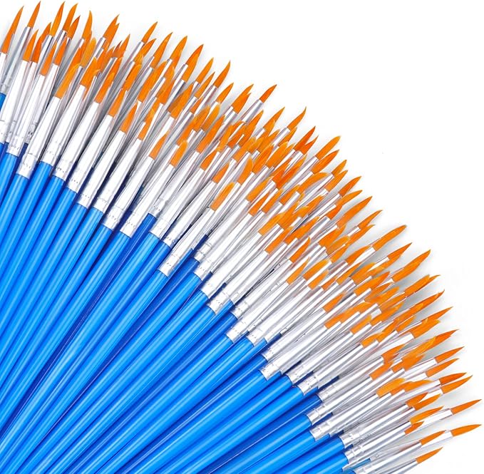 AROIC Small Paint Brushes Bulk,130pcs Nylon Hair Round Detail Brushes for Classroom Model Oil Watercolor Face Acrylic Painting,Acrylic Paint Brushes Professional Artist and Kids Painting Kits