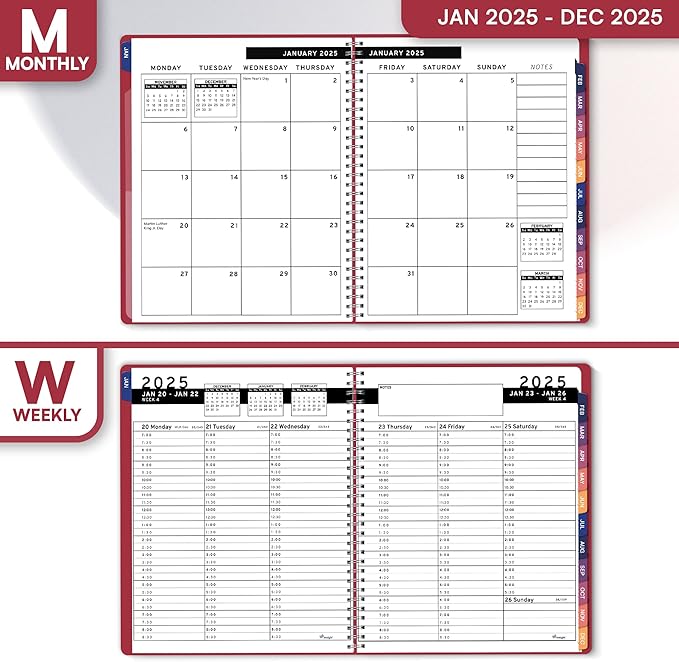 2025 Appointment Book & Planner- Ensight 6.5 x 8.5 inches, Large Tabbed Daily Hourly Weekly Planner, Calendar & Schedule Book 30-Minute time Slots, Business & Personal Planner Jan 2025- Dec 2025- Maroon