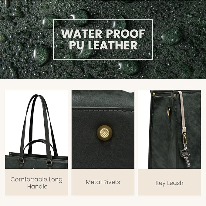 LOVEVOOK Laptop Bag for Women,15.6 inch Work Bags with Clutch, Vintage Leather Laptop Tote Bag,Computer Bag Laptop Purse, Briefcase Tote Bag Shoulder Bag Handbag for Business Office Teacher