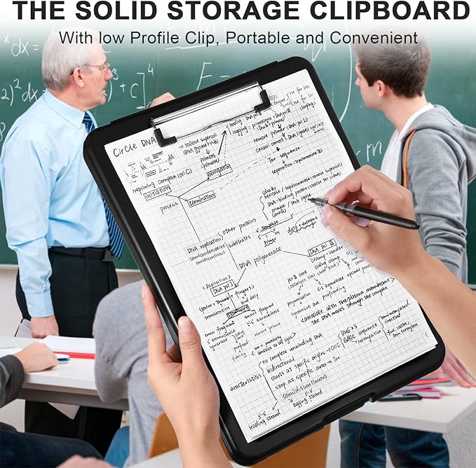 Geyee 8 Pcs Clipboards with Storage Letter Size Foldable Nursing Clipboard Storage with Pen Holder Plastic Storage Clip Board with Low Profile Clip for Student Teacher Nurse Office 9.4 x 13.4 Inch