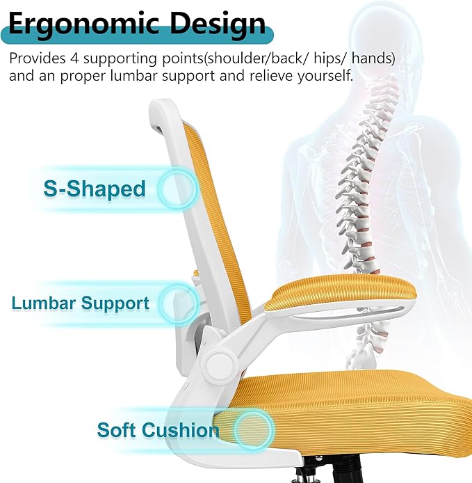 FelixKing Office Chair, Ergonomic Desk Chair Breathable Mesh Chair with Adjustable High Back Lumbar Support Flip-up Armrests, Executive Rolling Swivel Comfy Task Computer Chair for Home Office