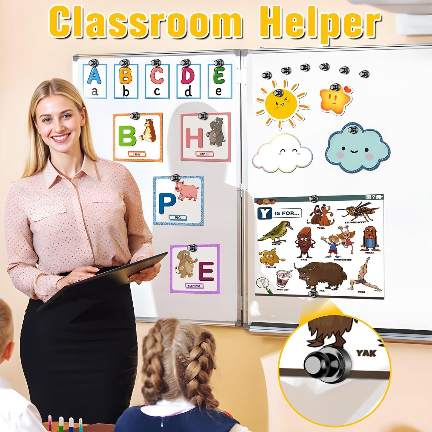 VNDUEEY 120 Pack Black Fridge Magnets, Whiteboard Magnets, Small and Strong Magnet Refrigerator, Locker Magnet for Kitchen, Office, School, Adults