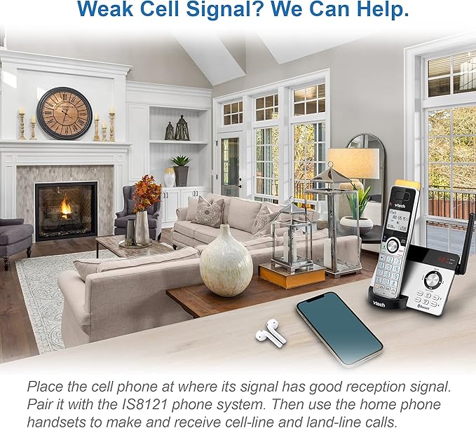 VTech IS8121-4 Super Long Range up to 2300 Feet DECT 6.0 Bluetooth 4 Handset Cordless Phone for Home with Answering Machine, Call Blocking, Connect to Cell, Intercom and Expandable to 5 Handsets