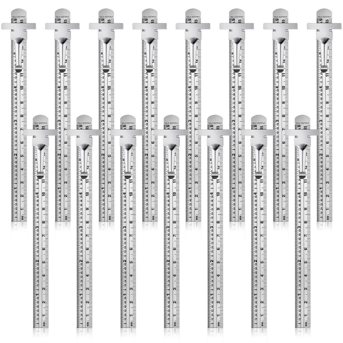 6 Inch 15 cm Pocket Ruler Flexible Precision Stainless Steel Ruler with Detachable Clips Stainless Steel Pocket Clip Scale Gauge Metric British System(30 Pieces)