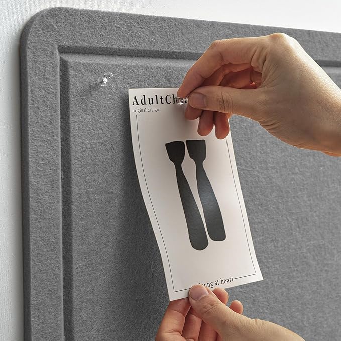 Large Bulletin Board - 48 x 48 Inches, Decorative Felt Pin Board for Wall - 4' x 4' Foldable Photo Display Board with Self-Adhesive Tape, Includes 20 Push Pins - Gray