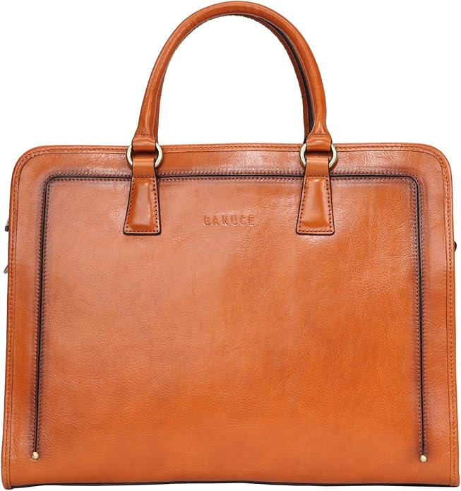 Banuce Vintage and Stylish Genuine Full Grains Italian Leather Briefcase for Women Laptop Bag Business Work Bag