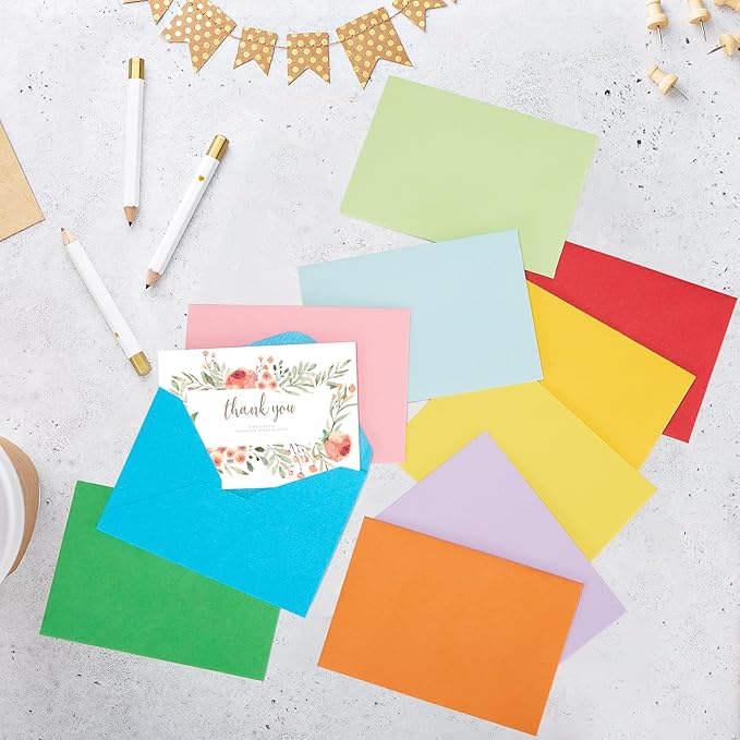 ACSTEP 50PACK Gift Card Envelopes Credit Card Size Mini Envelopes Colorful Tiny Pocket Envelopes For Business Card, Small Note Cards 10 Assorted Colors 4X2.75 Inches, Fit Credit Cards