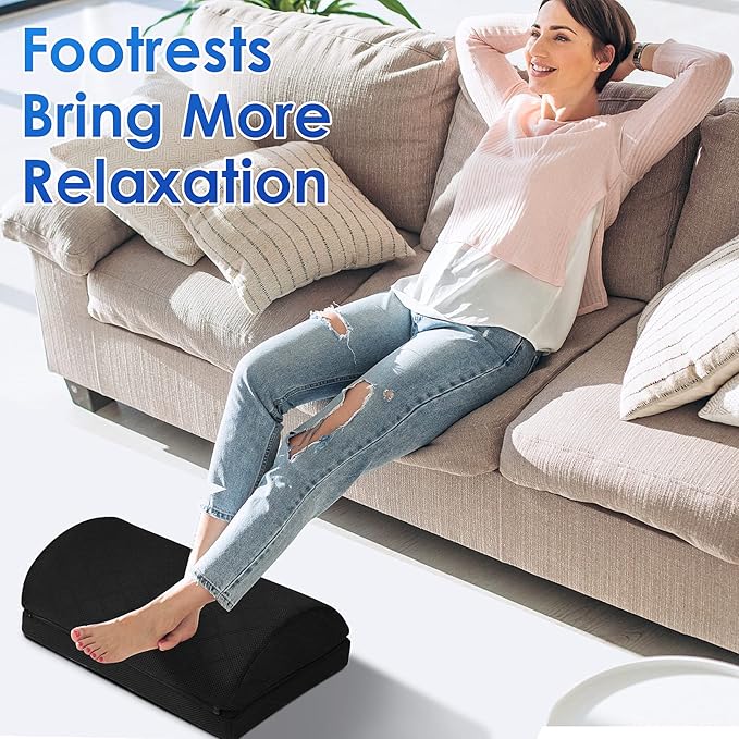 Foot Rest,Desk & Gaming Accessories,Foot Rest for Under Desk at Work,Comfortable Footrest with 2 Adjustable Heights & Removable Cover, Office Desk Accessories（Black-19.7 in）