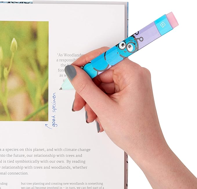 New Pen Bookmark with Refills | Erasable Ballpoint Gel Pen and Bookmark 3-in-1 | Ink Novelty Pen with Eraser | Page Marker | Book Marker | Page Holder Clip | Gift for Reader and Writer (Bookworm)