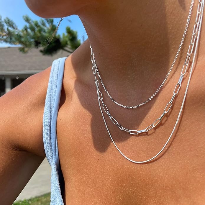 Herringbone Necklace for Women,Dainty Gold Necklace,14k Gold Plated Snake,Gold Chain Choker Necklaces,Simple Gold Layered Necklaces,Gold Jewelry Gift for Women