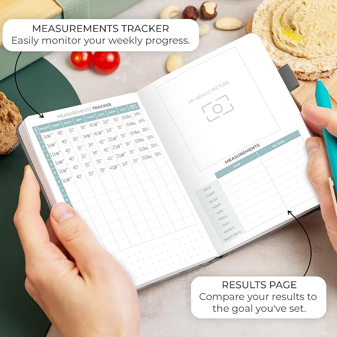 Clever Fox Food Journal Pocket - Daily Food Diary, Meal Planner to Track Calories & Nutrients, Weight Loss Tracker Notebook, 4x5.5” (Silver Black)