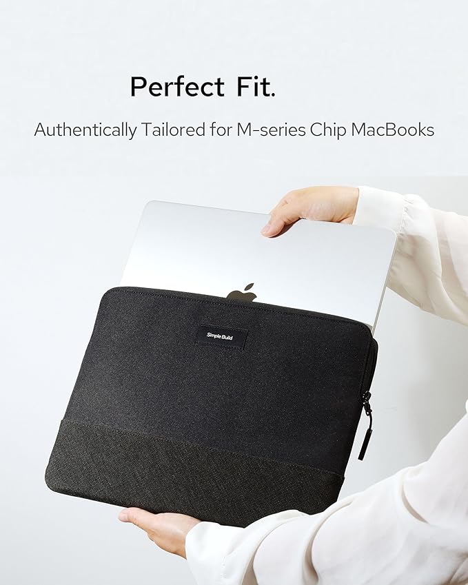 Slim Laptop Sleeve with a Back Zipper Pocket Designed for M1/M2/M3 MacBook Pro/Air (Black Beauty, for 16.2-inch MacBook Pro (M1/M2/M3))