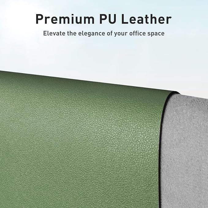 Aothia Leather Desk Pad Protector, Mouse Pad, Office Desk Mat, Non-Slip PU Leather Desk Blotter, Laptop Desk Pad, Waterproof Desk Writing Pad for Office and Home (23.6" x 13.7", Olive Green)