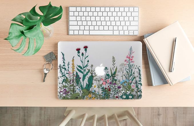 Case for MacBook Air 13.6 inch M3 A3113 M2 A2681 2024 2023 2022 Release with Liquid Display Touch ID, 5 in 1 Plastic Hard Shell&Keyboard Cover&Screen Protector&Webcam Cover, Garden Flower
