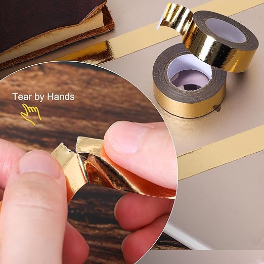 Solid Foil Washi Tape - Low Tack Self Adhesive Decorative Washi Tape Shiny Metallic Color - 3/5 Inch Wide and 66 FT Long Total, Rose Gold