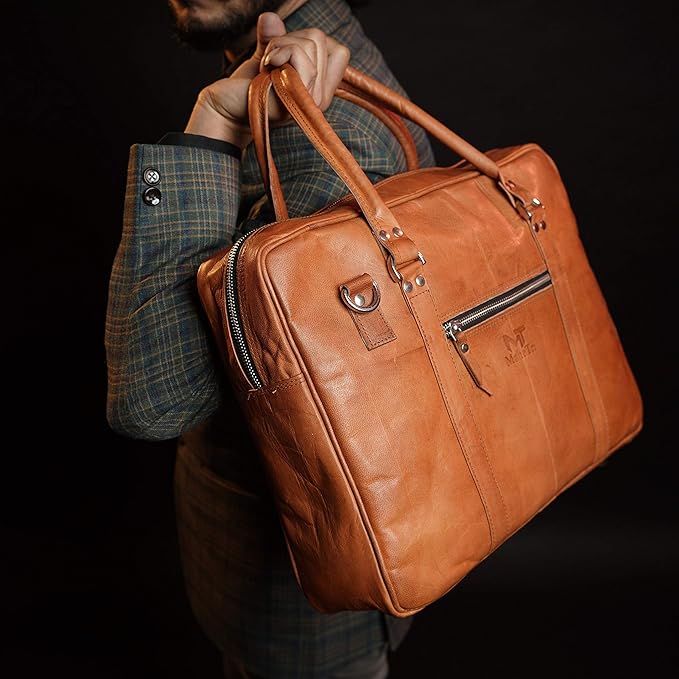 Executive Leather Briefcase Laptop Messenger Bag Satchel Office Computer Bag for Men Women(16") | Ideal for gifts | Gift for him