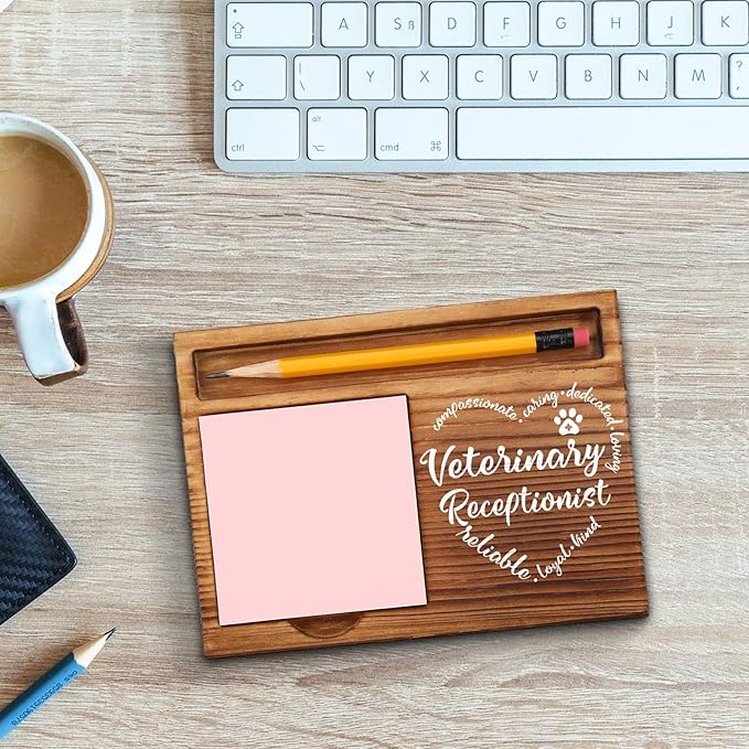 Veterinary Receptionist Gifts, Veterinary Receptionist Appreciation Gifts, Thank You Vet Receptionist Gifts for Vet Secretary, Vet Front Office Desk Self-Stick Note Pad Holders GSH10