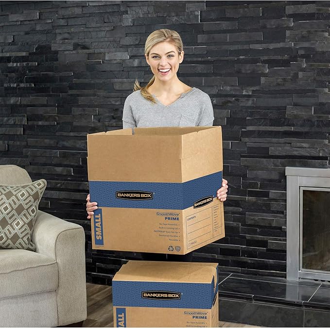Bankers Box Small Prime Moving Box 15 Pack, Reinforced Handles, Tape-Free Assembly, Attached Lid, 16-in x 12-in x 12-in (0062711)