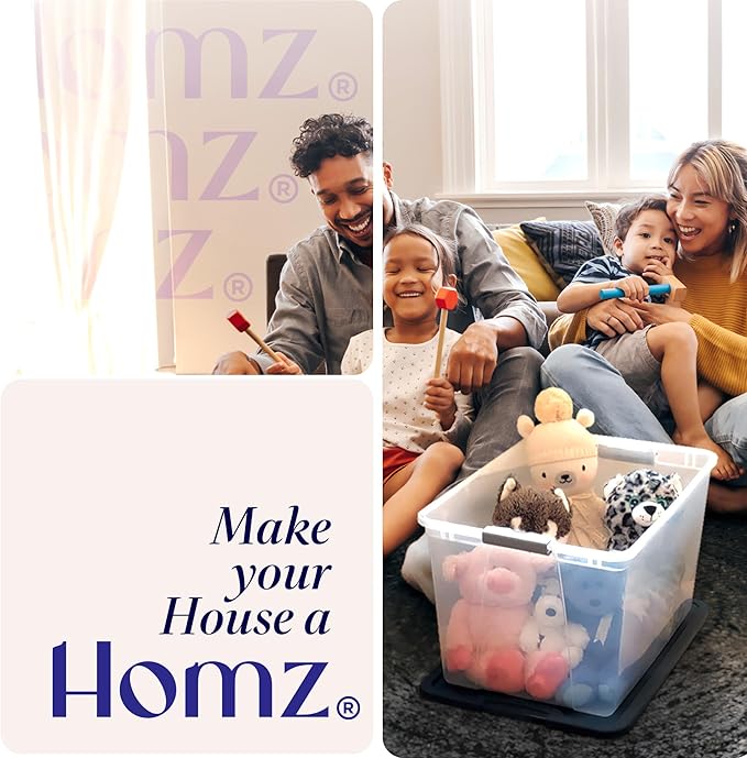 HOMZ 4-Drawer Plastic Storage Cart, Home & Office Rolling Organizer, Black-Clear