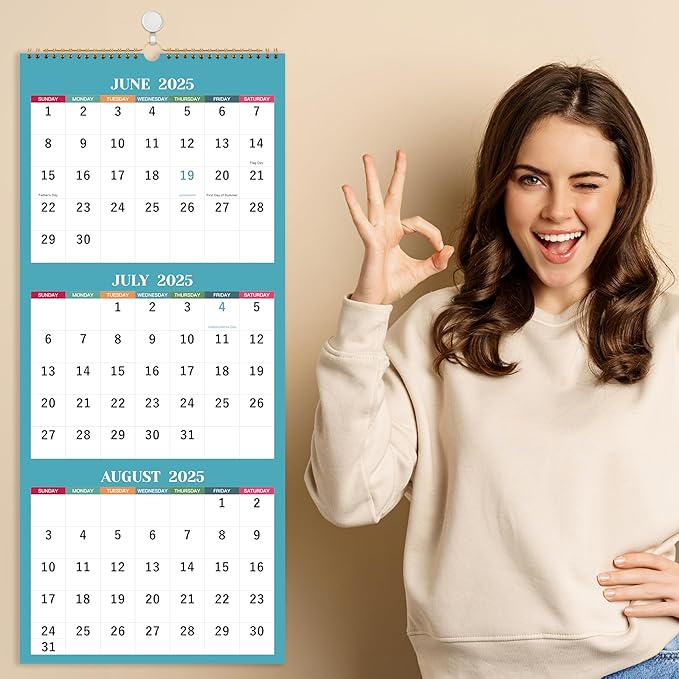 2025 Wall Calendar - 3 Month Wall Calendar 2025, Jan 2025 - Dec 2025, 11.25" x 26", 3 Month Calendar 2025, 3 Month Vertical Calendar with Thick Paper - Morandi