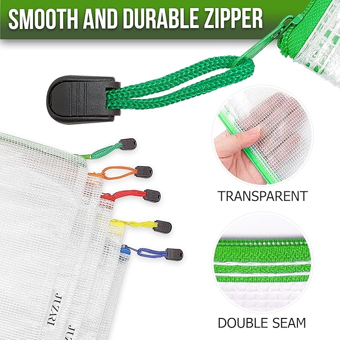 5 Pack Mesh Zipper Pouch Bags A3 - Plastic Zipper Pouches for Organizing 17.7x12.6 inch - Game Storage Bags - Puzzle Organizer Bags - Large Zipper Pouch Bag - Mesh Pouch with Zipper - Puzzle Bags