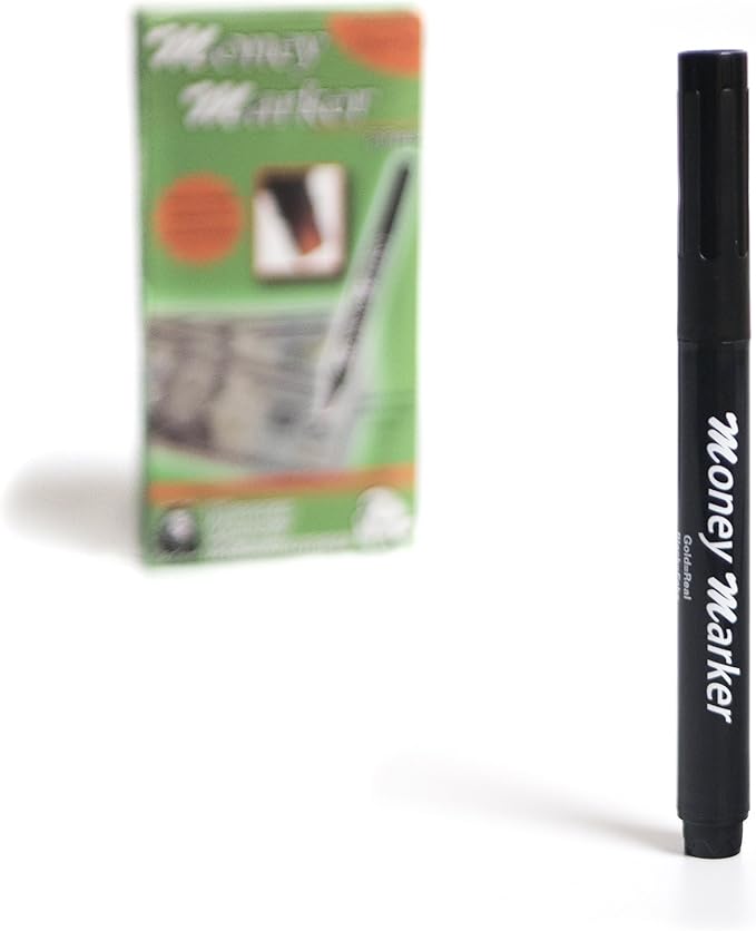 Money Marker (5 Counterfeit Pens) - Counterfeit Bill Detector Pen with Upgraded Chisel Tip - Detect Fake Counterfit Bills, Universal False Currency Pen Detector Pack