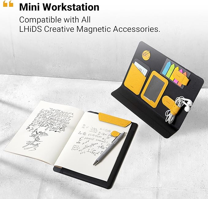 LHiDS Creative Folio Lite 2.0 with Stand, Business Portfolio Resume, 3-in-1 Padfolio with Magnetic Accessories, Work as Notebook Cover, Clipboard, Organizing Board for Home and Office (Black, A5)