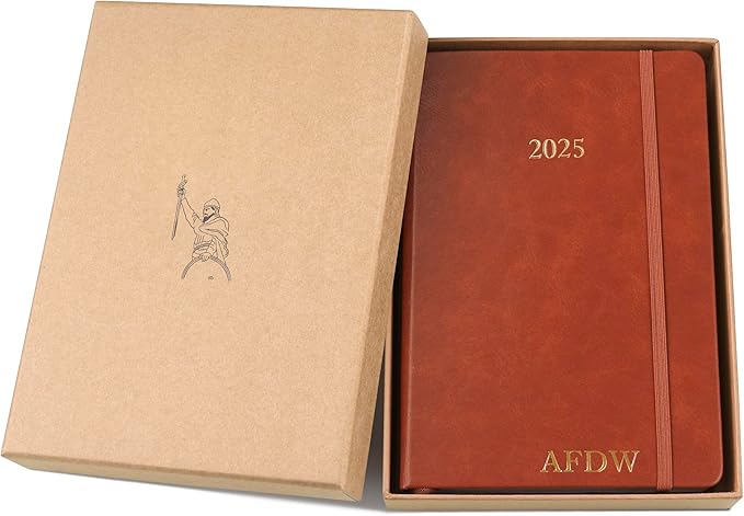 Wykeham's Executive 2025 Daily Journal Planner – Customization Available (Personalized Brown, 8.5"×5.5")