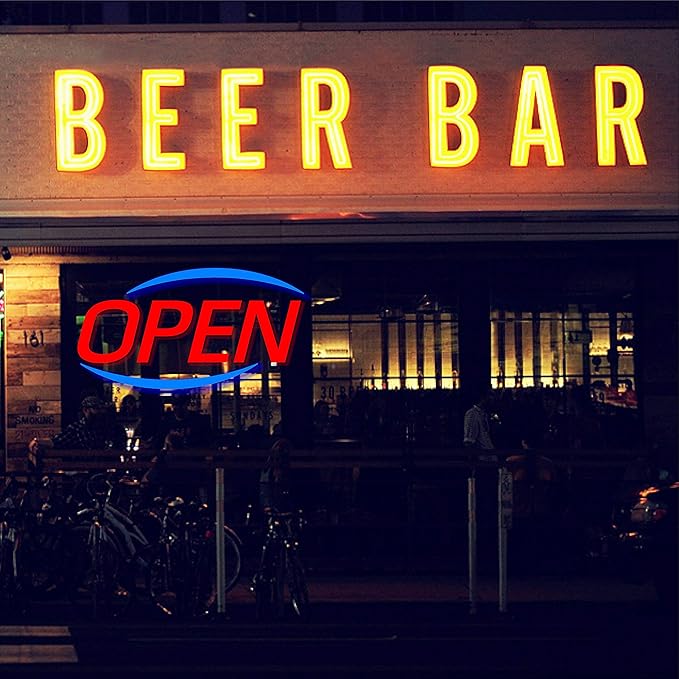32'' X 17'' New Jumbo ULTRA BRIGHT LED Open Sign — Remote Controlled — Dynamic Light Modes — Enhance Your Business Presence [Red/Blue]